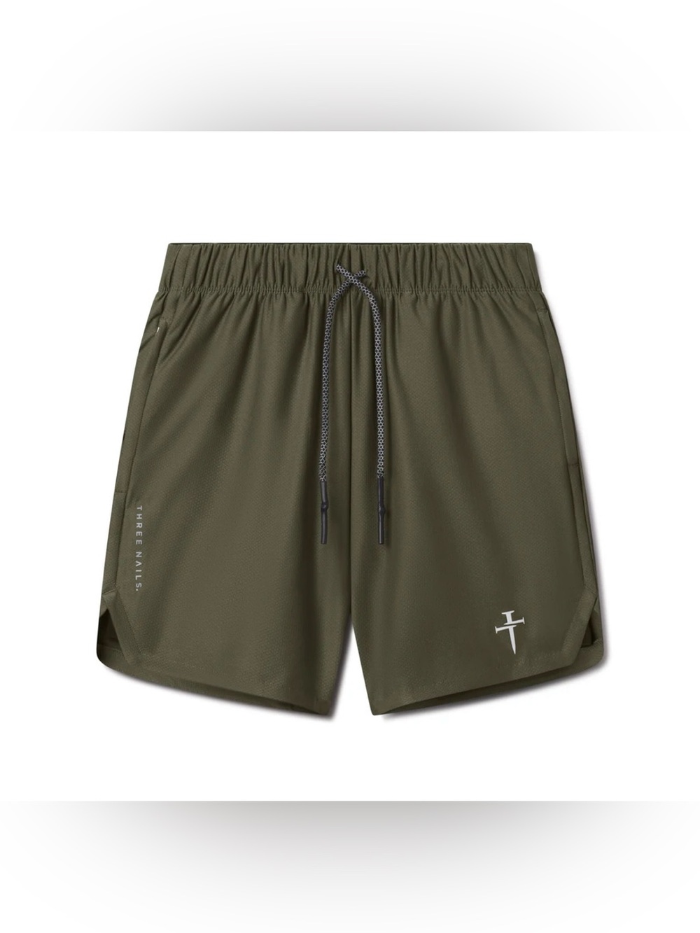Men's Olive Athletic Performance Shorts with Drawstring